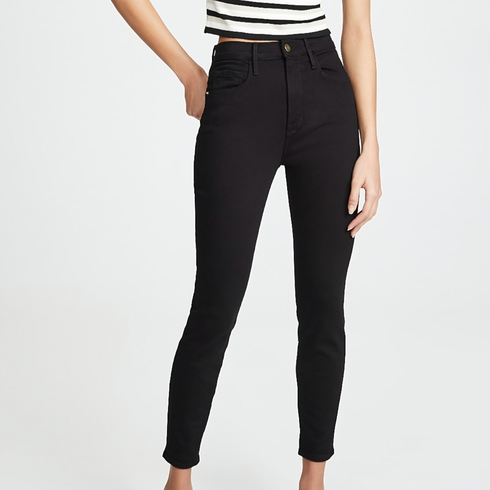 FRAME Ali High Rise Cigarette Noir Black Jeans Womens Size 26